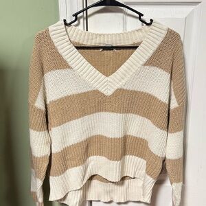 American Eagle Striped V-Neck Sweater